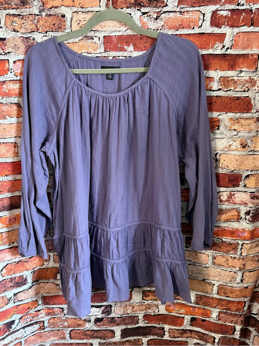 ellos Lavender Tiered Ruffled Peasant Tunic Top M Boho Cottagecore Romantic